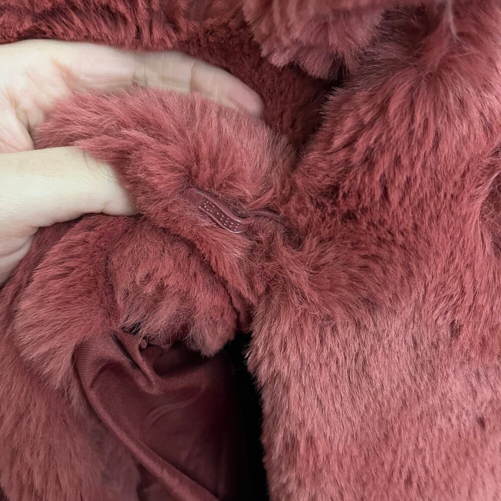 Ena Pelly Red Faux Fur Teddy Longline Oversized Coat - Picture 3 of 6